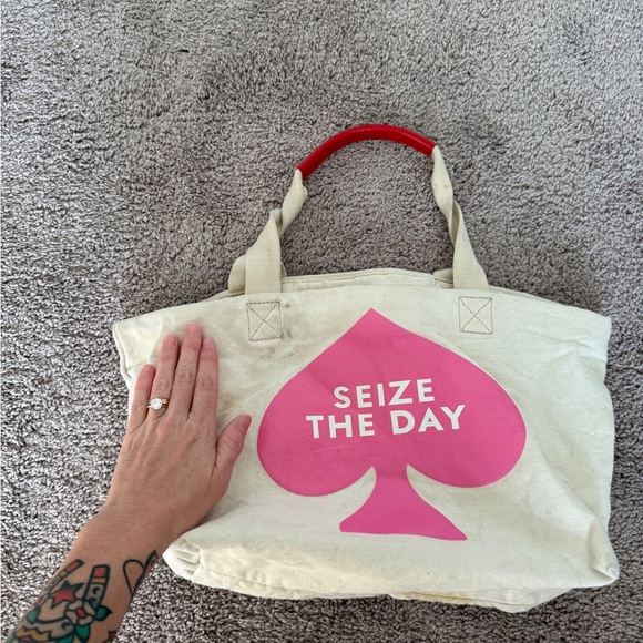 Kate Spade Pink and Cream Canvas Tote - Picture 4 of 7